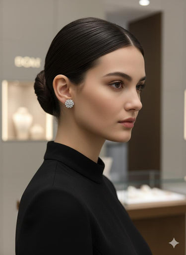 925 Silver Floral Cluster Earrings